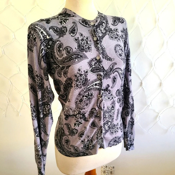 Croft & Barrow Cardigan / Gray & Black / Size Small - Picture 1 of 7